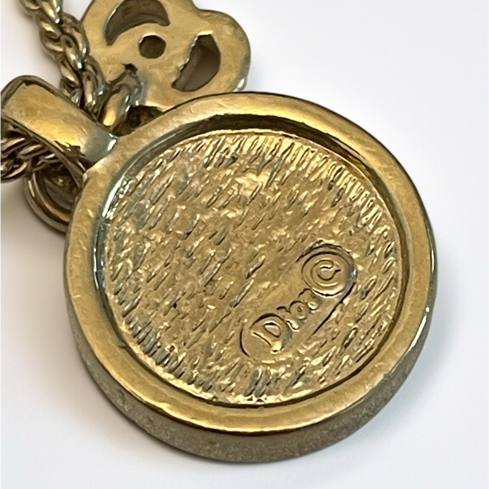 Vintage Dior Necklace – Gold CD Logo Charm with Rhinestone Pendant - Picture 10 of 17
